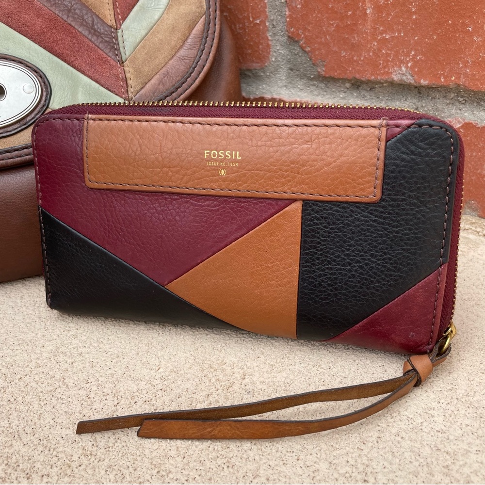 Fossil”Maddox”Bag Bundle Patchwork Multicolor Lea… - image 2